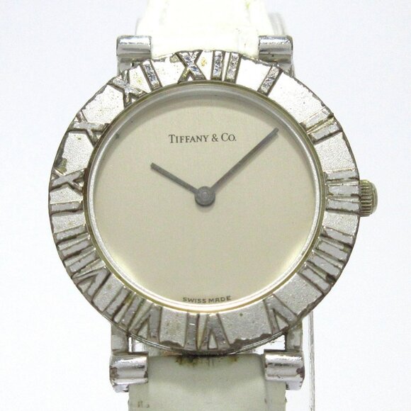 Auth TIFFANY&Co. Atlas Round 286753 0*** White Women's Wrist Watch - Picture 1 of 11